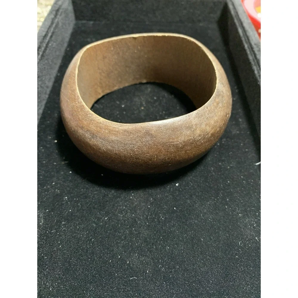 Wooden Asymetric Wood Bangle Bracelet Wide Size 8